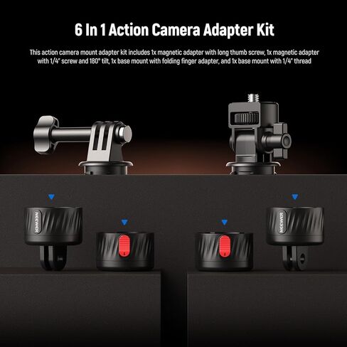 Neewer GP-24 Action Camera Mount Associory Kit لقطات POV ، 4 في 1 ABS Magnetic Quick Enser Mount مع 1/4 بوصة وقطعة قماش متوافقة مع GoPro DJI Osmo Action Insta360 in Saudi Arabia