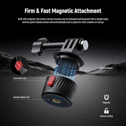 Neewer GP-24 Action Camera Mount Associory Kit لقطات POV ، 4 في 1 ABS Magnetic Quick Enser Mount مع 1/4 بوصة وقطعة قماش متوافقة مع GoPro DJI Osmo Action Insta360 in Saudi Arabia