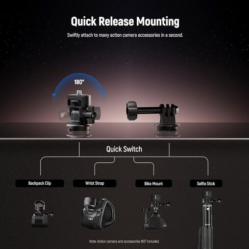 Neewer GP-24 Action Camera Mount Associory Kit لقطات POV ، 4 في 1 ABS Magnetic Quick Enser Mount مع 1/4 بوصة وقطعة قماش متوافقة مع GoPro DJI Osmo Action Insta360 in Saudi Arabia