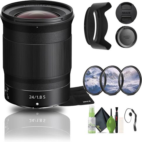 Nikon Nikkor Z 24mm F/1.8 S Lens (20080) + Filter Kit + Cap Keeper + Cleaning Kit in Kuwait