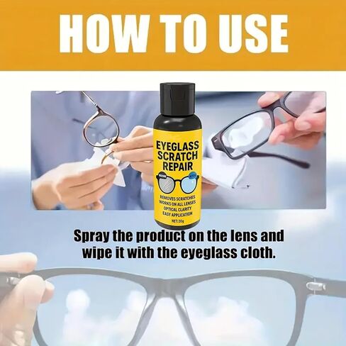 Scratch Remover for Eyeglasses, Glasses Scratch Repair, 30g Lens Cleaners Spray for Car Window Glass, Glasses, Watches, Screens, Improve Blur and Yellowing in Saudi Arabia
