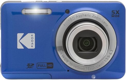 تشمل حزمة الكاميرا الرقمية Kodak Pixpro FZ55: بطاقة ذاكرة Sandisk 64GB SDXC وحالة كاميرا شل الصلبة وقارئ بطاقة SD والمزيد (5 عناصر) (أزرق) in Kuwait