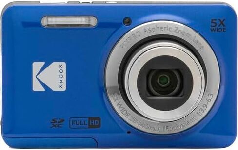 تشمل حزمة الكاميرا الرقمية Kodak Pixpro FZ55: بطاقة ذاكرة Sandisk 64GB SDXC وحالة كاميرا شل الصلبة وقارئ بطاقة SD والمزيد (5 عناصر) (أزرق) in Kuwait
