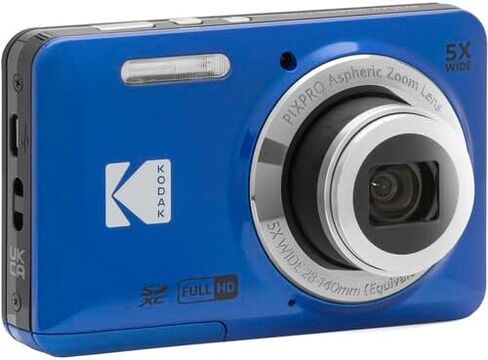 تشمل حزمة الكاميرا الرقمية Kodak Pixpro FZ55: بطاقة ذاكرة Sandisk 64GB SDXC وحالة كاميرا شل الصلبة وقارئ بطاقة SD والمزيد (5 عناصر) (أزرق) in Kuwait