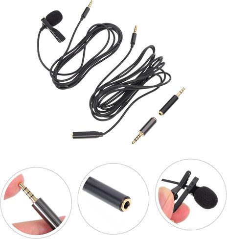 طقم ميكروفون Toyandona 2sets للهاتف كاميرا كاميرا المحمول المحترفة ميكروفونات مقابلة مع محولات كابل التمديد معد in Saudi Arabia