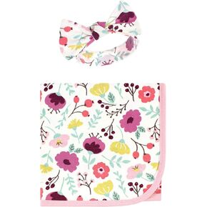Touched by Nature Unisex Baby Organic Cotton Swaddle Blanket and Headband or Cap, Little Giraffe, One Size in Kuwait