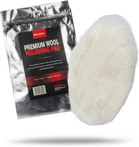 Maxshine 6" Universal Wool Buffing Polishing Pad – 100% Natural Wool with Hook & Loop – Professional Pad for Paint Correction & Oxidation Removal – Compatible with DA & Rotary Polishers in Saudi Arabia