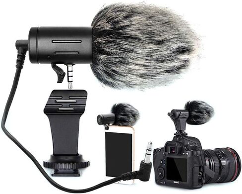 Phone Microphone Mini Portable 3.5mm Condenser Phone Video Camera Interview Microphone with Muff for in Saudi Arabia