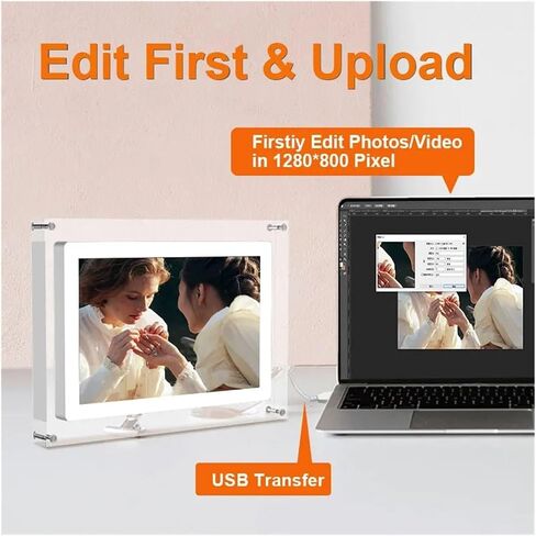 10.1 بوصة إطار الصور الرقمية أكريليك 1280 × 800 شاشة LCD مع البطارية ، ذاكرة 1G ، شحن النوع C ، عرض الفيديو والصورة ، إطار NFT in Saudi Arabia