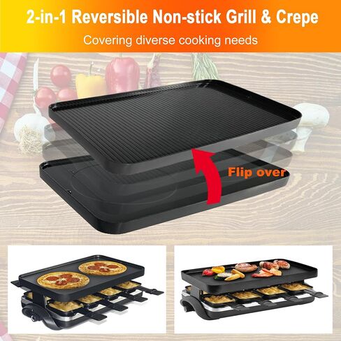 Raclette Grills TAMARIT Stainless Steel Raclette Grill Electric Grills Portable Indoor Korean BBQ Grill 1400W Cheese Grill with Non-stick Cooking Plate Cheese Pans Temperature Adjustable Keeping Warm in Kuwait