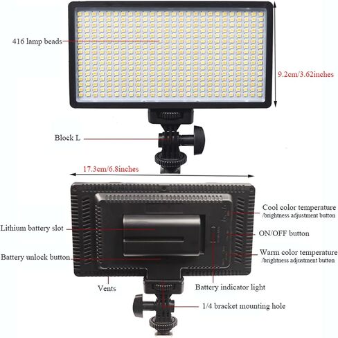 ملء ضوء 2200 مللي أمبير في الساعة LED فيديو مصباح مصباح مصباح LED مصباح LED مع لوحة الانتشار 416 حبات المصباح صور ملء الصورة لتصوير الصور الفوتوغرافية in Kuwait