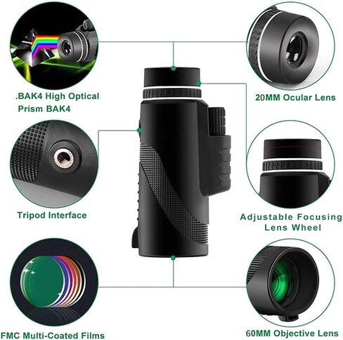 Updated Newest Monocular Telescope 40X60 High Power Zoom 1000 Meters Long Range Compact Telescope Suitable for Outdoor Bird Watching/Travel in Saudi Arabia