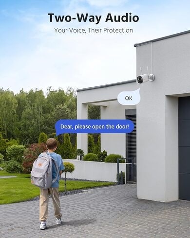 ANNKE 4MP Security Bullet Camera ، اللاسلكي المراقبة الداخلية في الهواء الطلق ، الصوت في اتجاهين ، رؤية ليلية ملونة ، اكتشاف البشر PIR ، مقاوم للطقس ، الوصول عن بُعد ، ما يصل إلى 256 جرام ، Alexa ، Alexa in Kuwait