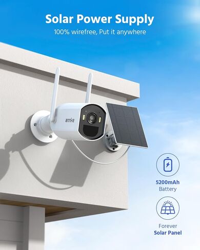 ANNKE 4MP Security Bullet Camera ، اللاسلكي المراقبة الداخلية في الهواء الطلق ، الصوت في اتجاهين ، رؤية ليلية ملونة ، اكتشاف البشر PIR ، مقاوم للطقس ، الوصول عن بُعد ، ما يصل إلى 256 جرام ، Alexa ، Alexa in Kuwait