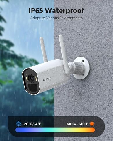 ANNKE 4MP Security Bullet Camera ، اللاسلكي المراقبة الداخلية في الهواء الطلق ، الصوت في اتجاهين ، رؤية ليلية ملونة ، اكتشاف البشر PIR ، مقاوم للطقس ، الوصول عن بُعد ، ما يصل إلى 256 جرام ، Alexa ، Alexa in Kuwait