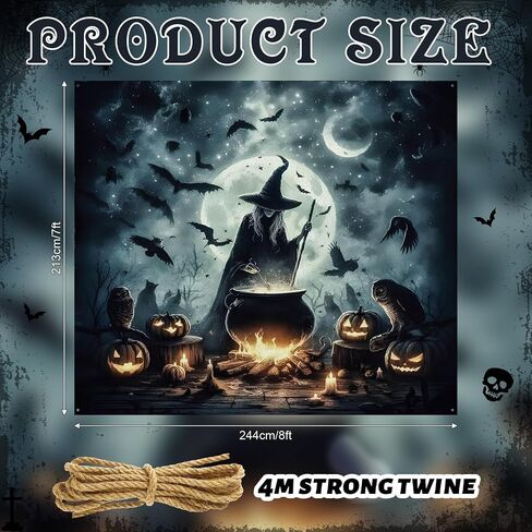 Preboun 7 x 8 ft Halloween Garage Door Cover Decorations Witch Backdrop in Kuwait