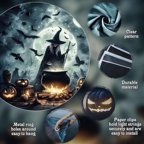 Preboun 7 x 8 ft Halloween Garage Door Cover Decorations Witch Backdrop in Kuwait