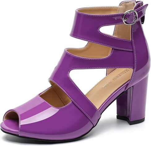 MAIERNISI JESSI Woman Gladiator Peep Toe Sandals Chunky Heels Hollow Out Zip Dress Sandals in Saudi Arabia