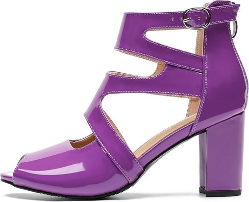 MAIERNISI JESSI Woman Gladiator Peep Toe Sandals Chunky Heels Hollow Out Zip Dress Sandals in Saudi Arabia