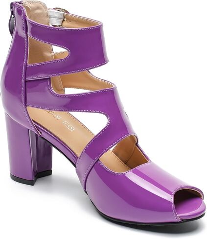 MAIERNISI JESSI Woman Gladiator Peep Toe Sandals Chunky Heels Hollow Out Zip Dress Sandals in Saudi Arabia