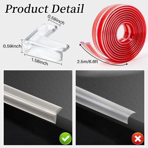 Clear Corner Protectors Guards - Proofing Corners and Edges,Edge Safety Bumpers Guards for Table,Fireplace,Sharp Corners,Edge Protector 6.6ft (2M) with 8 Corners in Saudi Arabia