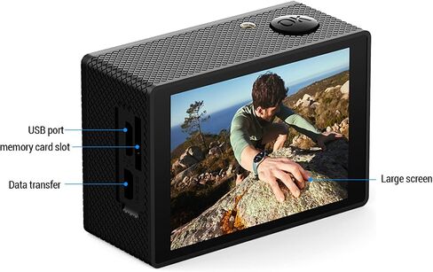 Bewinner 4K Action Camera ، Cycling Cycling Cycling Campy ، كاميرا ركوب الدراجات التي يمكن ارتداؤها مع شاشة 2.0 بوصة ، مجموعة ملحقات الخوذة in Saudi Arabia