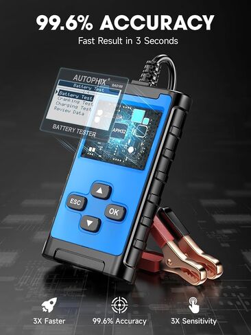 جهاز اختبار بطارية السيارة 12 فولت 24 فولت AUTOPHIX BAS100[الأسهل في القراءة] جهاز اختبار حمل بطارية السيارة 100-2000 CCA، نظام الشحن، جهاز اختبار المولد، محلل بطارية للسيارة، الشاحنة، الدراجة النارية، SUV ATV، القارب in Kuwait