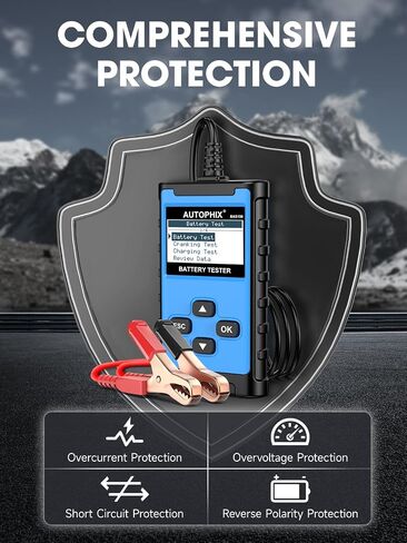 جهاز اختبار بطارية السيارة 12 فولت 24 فولت AUTOPHIX BAS100[الأسهل في القراءة] جهاز اختبار حمل بطارية السيارة 100-2000 CCA، نظام الشحن، جهاز اختبار المولد، محلل بطارية للسيارة، الشاحنة، الدراجة النارية، SUV ATV، القارب in Kuwait