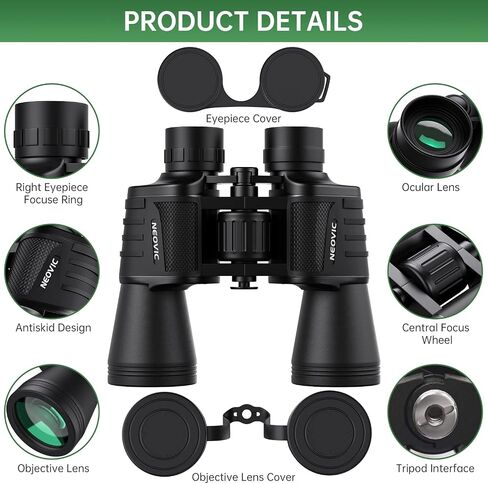 20x50 High Powered Binoculars for Adults, Premium Waterproof Compact Binoculars with Low Light Vision for Bird Watching Hunting Football Games Travel Stargazing with Carrying Bag in Saudi Arabia