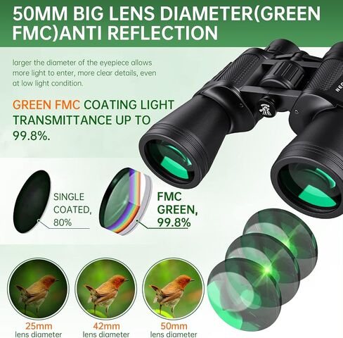 20x50 High Powered Binoculars for Adults, Premium Waterproof Compact Binoculars with Low Light Vision for Bird Watching Hunting Football Games Travel Stargazing with Carrying Bag in Saudi Arabia