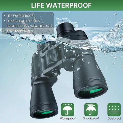 20x50 High Powered Binoculars for Adults, Premium Waterproof Compact Binoculars with Low Light Vision for Bird Watching Hunting Football Games Travel Stargazing with Carrying Bag in Saudi Arabia