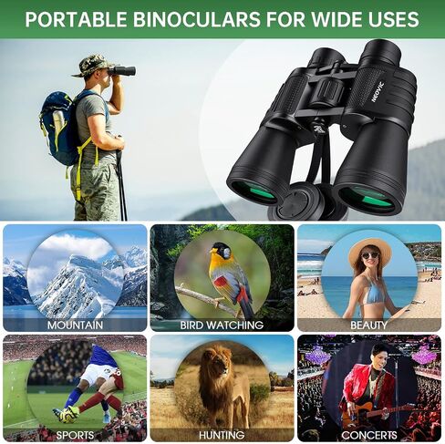 20x50 High Powered Binoculars for Adults, Premium Waterproof Compact Binoculars with Low Light Vision for Bird Watching Hunting Football Games Travel Stargazing with Carrying Bag in Saudi Arabia