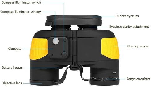 Binoculars Adult Binocular for Adults, 10X50 Waterproof Marine Binoculars with Rangefinder Function - Night Vision Compass Fogproof Prism - for Boating Fishing Hunting in Saudi Arabia
