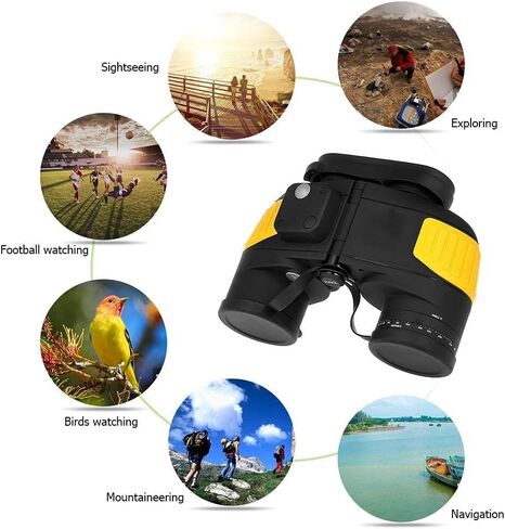 Binoculars Adult Binocular for Adults, 10X50 Waterproof Marine Binoculars with Rangefinder Function - Night Vision Compass Fogproof Prism - for Boating Fishing Hunting in Saudi Arabia