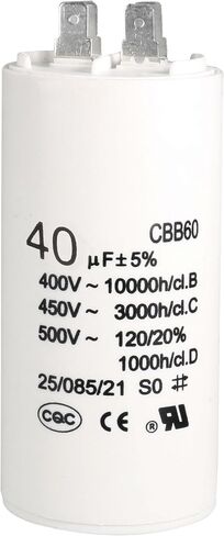 uxcell CBB60 Run Capacitor 60uF 450V AC Double Insert 50/60Hz Cylinder 115x54mm White for Air Compressor Water Pump Motor in Kuwait