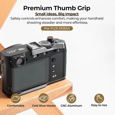 FREEWELL Thumb Grip for Fuji X100VI with Cold Shoe Mount (Silver) in Saudi Arabia