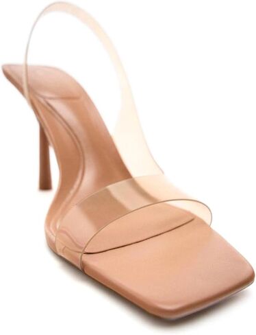 نساء صافي المربع المربع المفتوح أخمص القدمين الصنادل Slingback Slingals مثير شفاف الأشرطة في الكاحل مريح الكعب الصنادل الحفلات حفل زفاف مضخات الأحذية in Kuwait