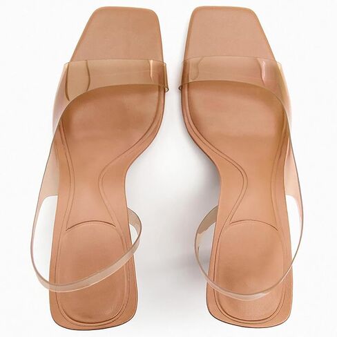 نساء صافي المربع المربع المفتوح أخمص القدمين الصنادل Slingback Slingals مثير شفاف الأشرطة في الكاحل مريح الكعب الصنادل الحفلات حفل زفاف مضخات الأحذية in Kuwait