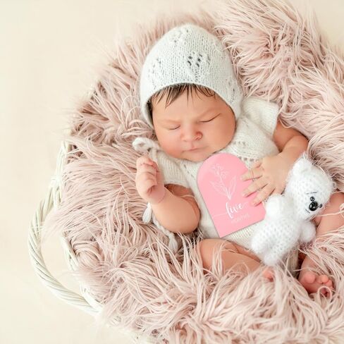 Pink Baby Monthly Monterson - Arch Double Printed Acrylic Milestone Cards for Baby Abort of Newborn Boy & Girl ، Hello World Sign Baby Year Photo Props in Kuwait