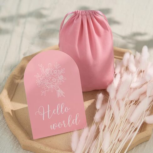 Pink Baby Monthly Monterson - Arch Double Printed Acrylic Milestone Cards for Baby Abort of Newborn Boy & Girl ، Hello World Sign Baby Year Photo Props in Kuwait