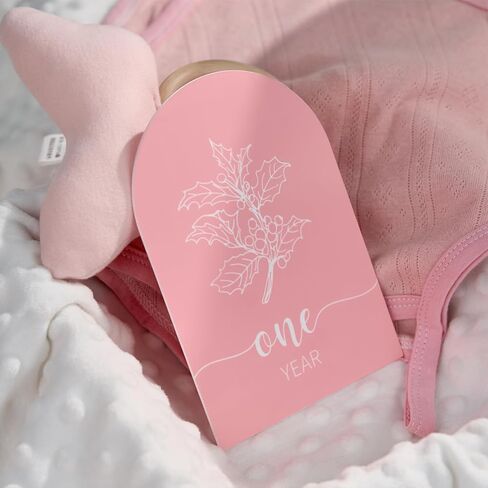 Pink Baby Monthly Monterson - Arch Double Printed Acrylic Milestone Cards for Baby Abort of Newborn Boy & Girl ، Hello World Sign Baby Year Photo Props in Kuwait