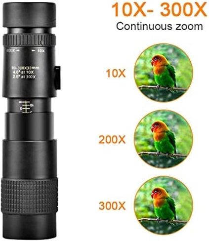 4K 10-300x40mm Super Teapto Zoom Monocular Telescope Vision Lighting Light Monocular مع حامل الهواتف الذكية وترايبود لمشاهدة الطيور in Saudi Arabia