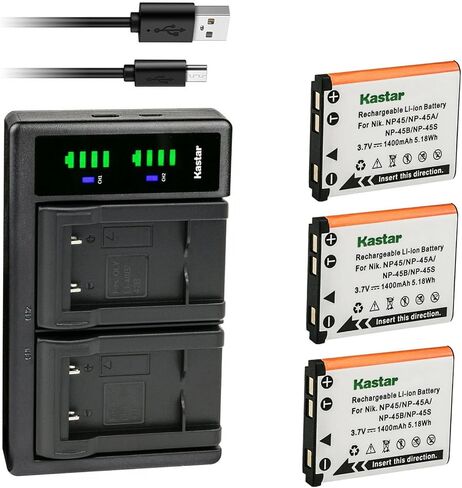 Kastar Ltd2 USB Battery Charger متوافق مع Fujifilm NP-45 NP-45A NP-45B NP-45S ، FUJIFILM BC-45 BC-45B ، FUJIFILM FINEPIX J10IX J12 Finepix J15 FinePix J15FD FinePix J20 in Saudi Arabia