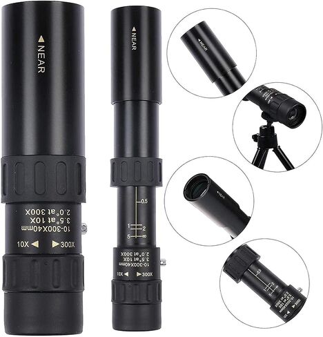 4K 10-300x40mm Telephoto Zoom Monocular Telescope مع حامل الهواتف الذكية وترايش ترايبود in Saudi Arabia