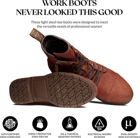 Xena Workwear Spice EH Steel Toe Women's Combat Work Boots, Slip Resistant, ASTM F2413 Certified, OSHA Compliant, Electrical Hazard EH in Saudi Arabia