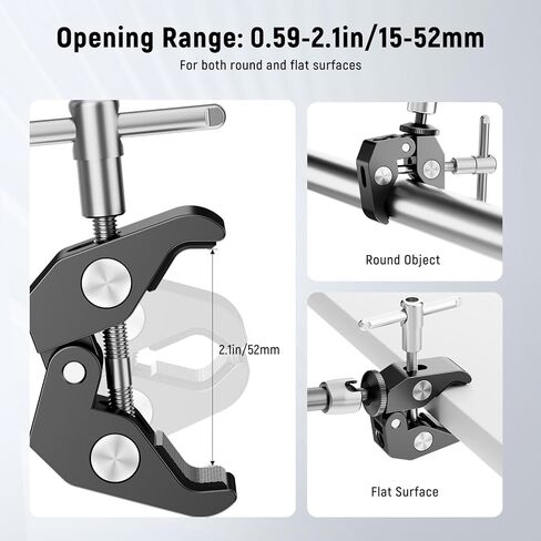 NEEWER 9.8"/25cm Magic Arm with Super Clamp & Cleaning Cloth, 1/4" & 3/8" Threads for Flash/LED Light/Microphone/DSLR Camera Monitor Compatible with SmallRig Camera Cage, Max Load: 4.4lb/2kg, ST25C in Saudi Arabia