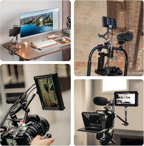 NEEWER 9.8"/25cm Magic Arm with Super Clamp & Cleaning Cloth, 1/4" & 3/8" Threads for Flash/LED Light/Microphone/DSLR Camera Monitor Compatible with SmallRig Camera Cage, Max Load: 4.4lb/2kg, ST25C in Saudi Arabia