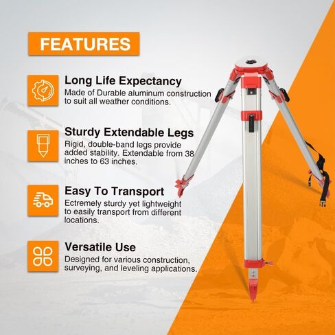 Professional Surveying Tripod, Heavy-Duty Aluminum Construction, Quick-Clamp System in Saudi Arabia