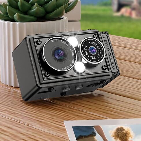 Tangxi Mini Vintage Digital Camera ، Portable TLR Point و Shoot Retro Camera ، صور 12 ميجابكسل ومقاطع فيديو 1080p FHD ، ضبط تلقائي للصورة ، فلاش LED ، للمبتدئين المراهقين البالغين in Saudi Arabia