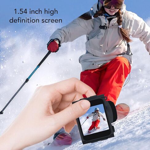 ASIXXSIX Mini Keychain Camera ، 64MP 4K ULTRA HD CAMERATION CHEAAIN ، 78 ° HADE LENS 19 تأثيرات مرشح 1.54 بوصة عالي الدقة عرض بطارية طويلة الوزن الخفيف الوزن الدقيق (أسود) in Kuwait